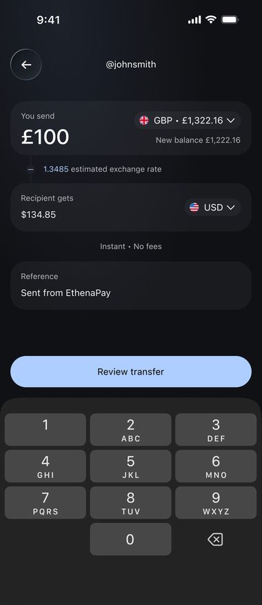 EthenaPay transfer